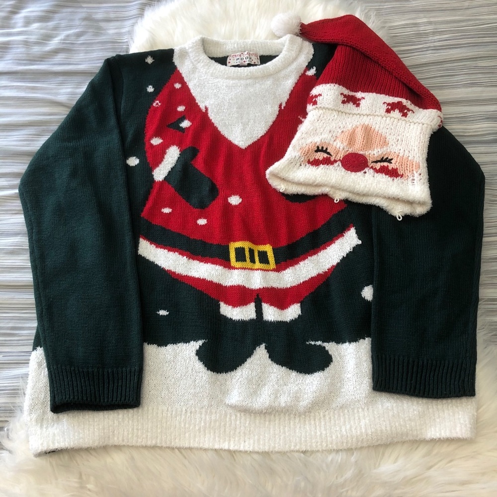 Festive Santa Sweater - Red and Black